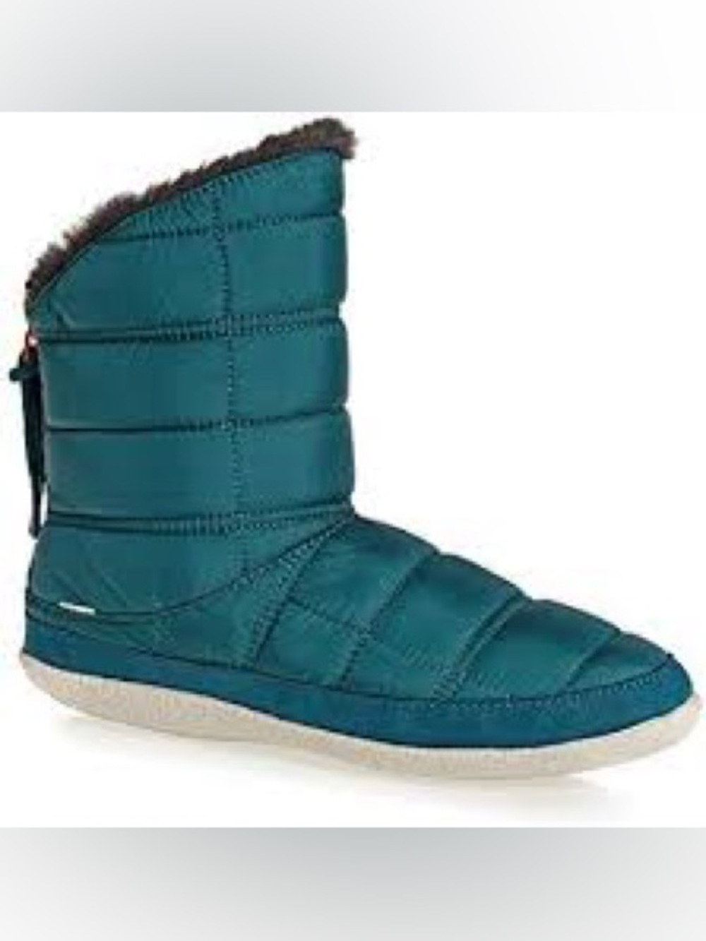 TOMS Inez Quilted Faux Fur Winter Ankle Boots Stellar Blue Teal Size 8
